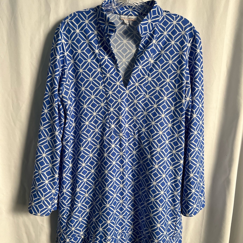 Jude Connally Blue and White Patterned Tunic
